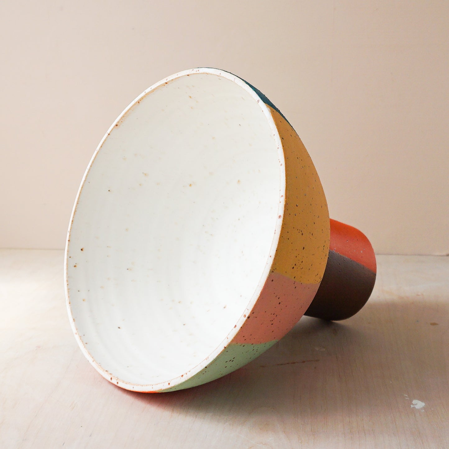 Large colourblock pedestal bowl