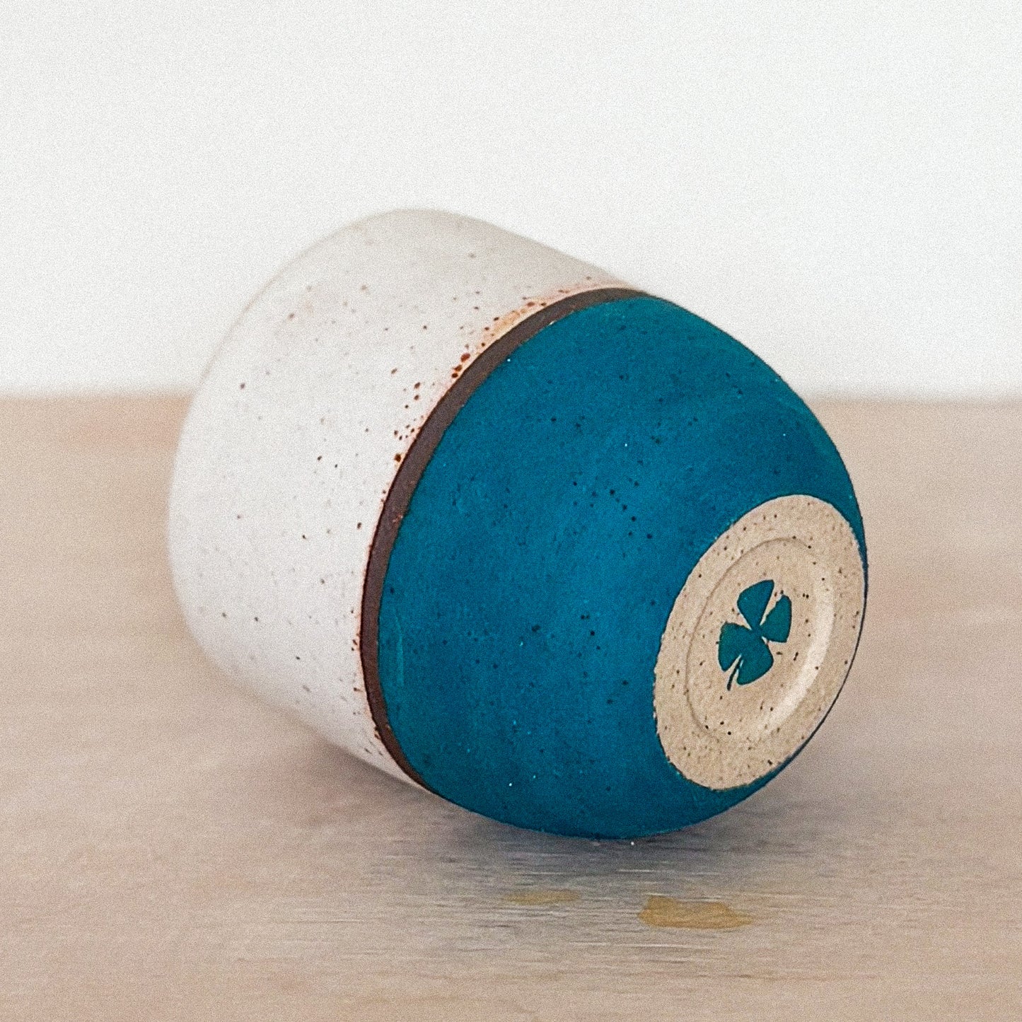 Tumbler in teal and white