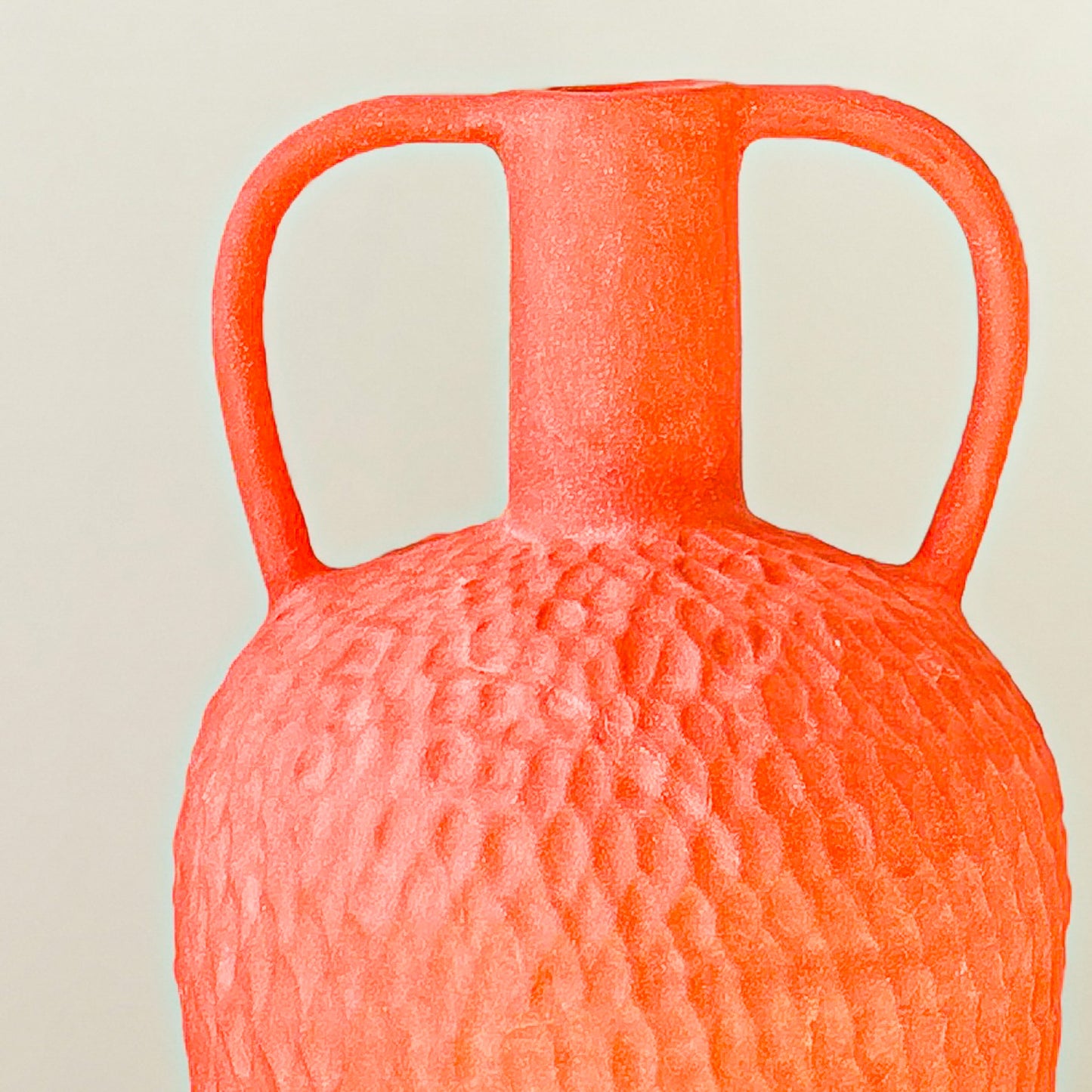 Hand built vase in coral