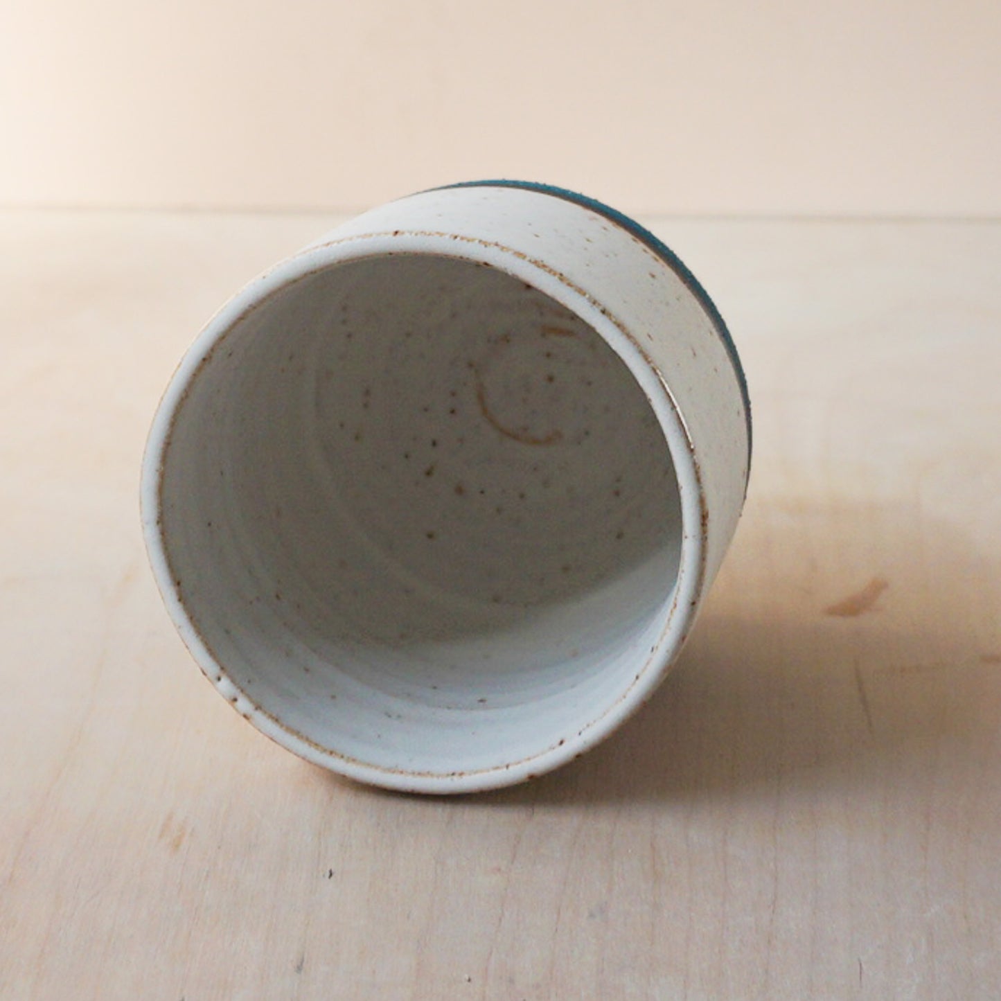 Tumbler in teal and white