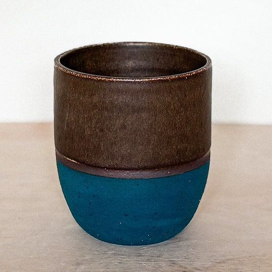 Tumbler in teal and brown