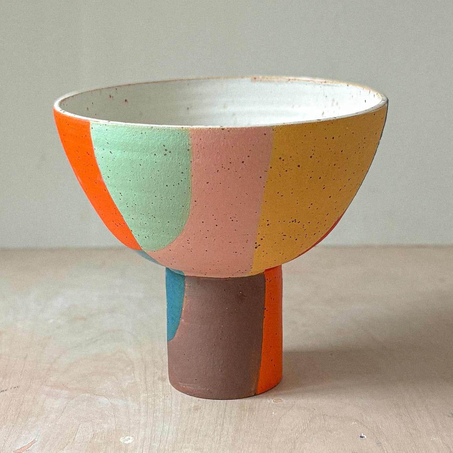 Large colourblock pedestal bowl